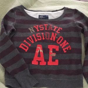 American Eagle Outfitters sweatshirt, boat neck, plum and gray, size S
